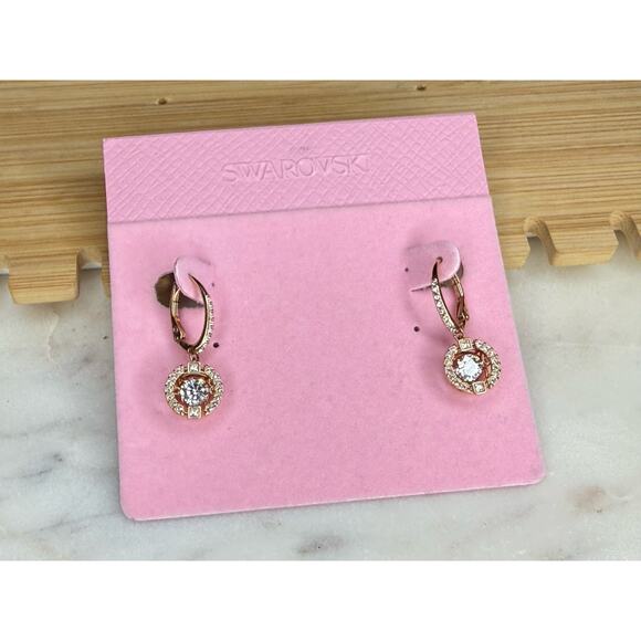 Swarovski Crystal Gold Tone Drop Earrings Elegant Stunning Chic Glitzy Fashion - Picture 4 of 12